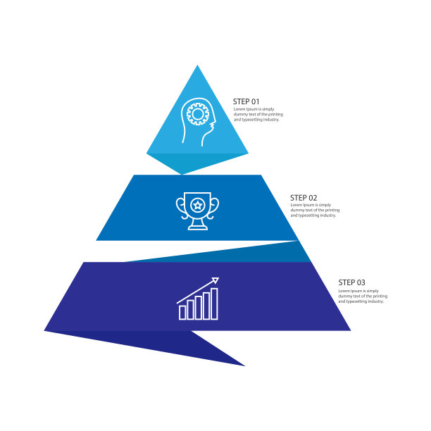 金字塔中的3步信息图图片下载