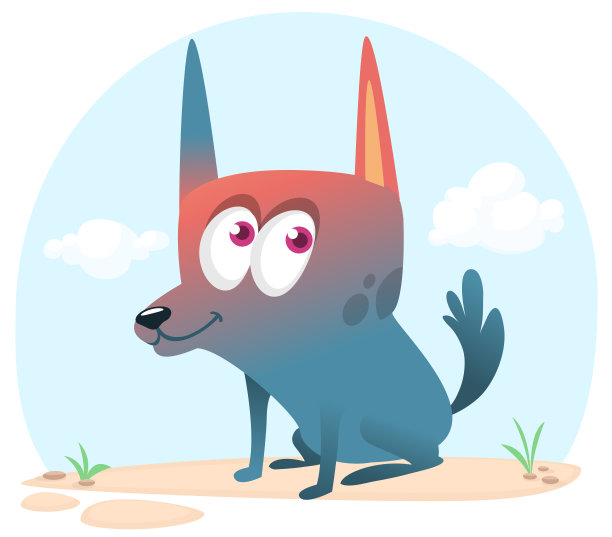 可爱的卡通搞笑狗。矢量图图片下载