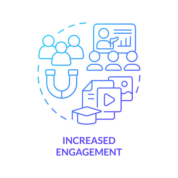 增加参与度蓝色渐变概念图标图片下载