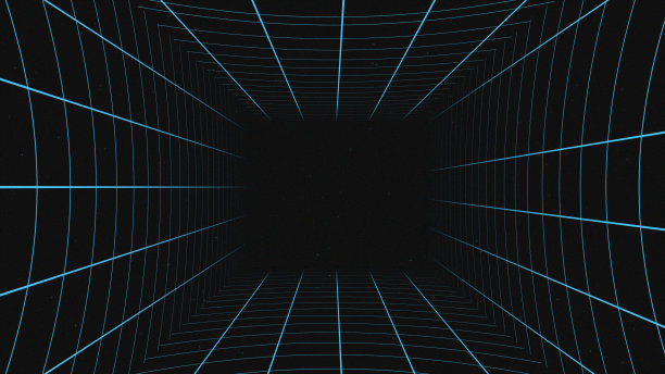 摘要网格隧道漩涡与星星在黑色背景图片下载