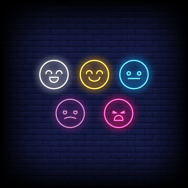 表情霓虹灯标志风格的文本图片下载