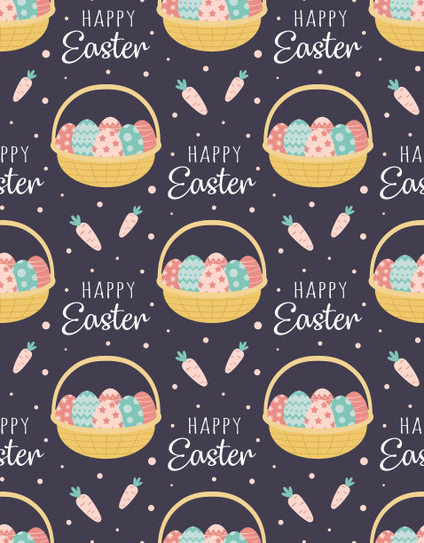 无缝图案与篮子的复活节彩蛋图片下载