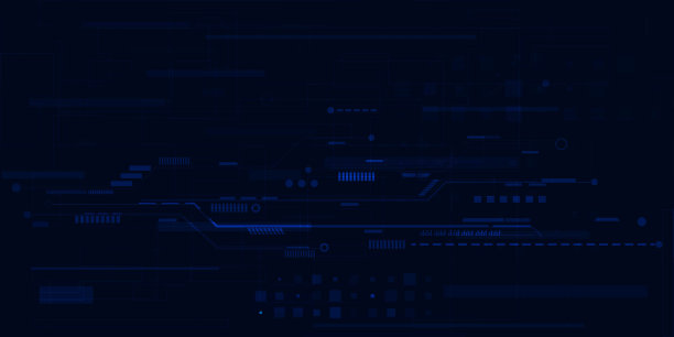 矢量插图的深蓝色未来主义数字技术艺术品的游戏和广告。未来科技与创新理念。图片下载