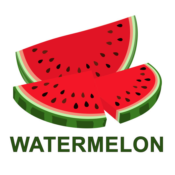 3个卡通西瓜片。健康素食海报图片下载