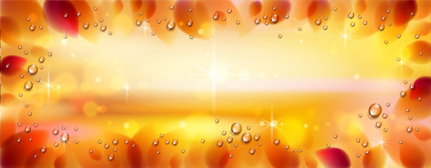 黄色和橙色的叶子和模糊的秋天自然背景超越，现实的明亮矢量插图与文本拷贝空间。图片下载