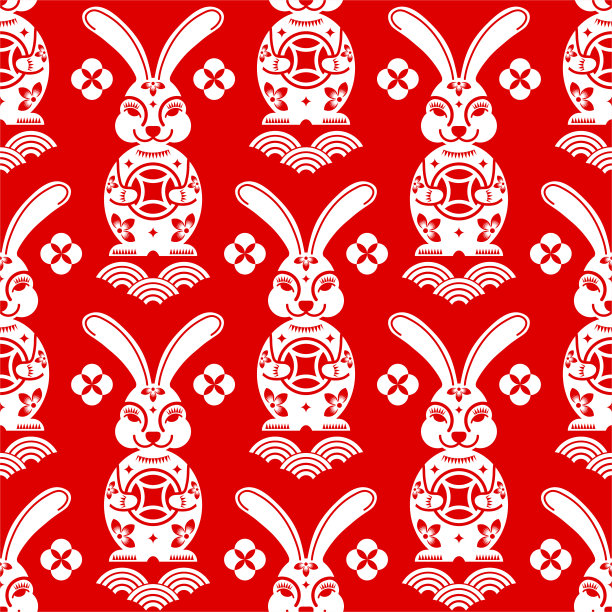 无缝图案与中国新年2023和中秋节图片下载