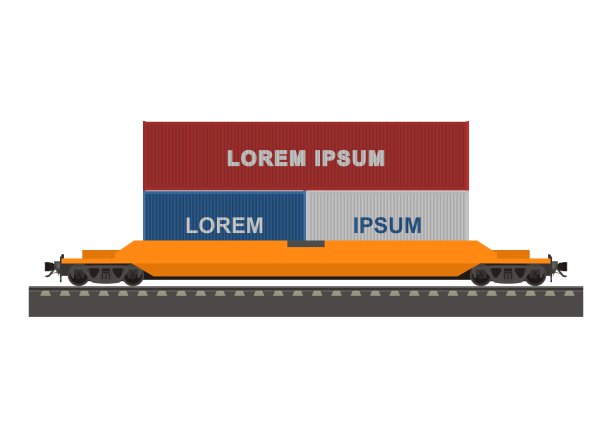 双层集装箱车。简单的平面插图。图片下载