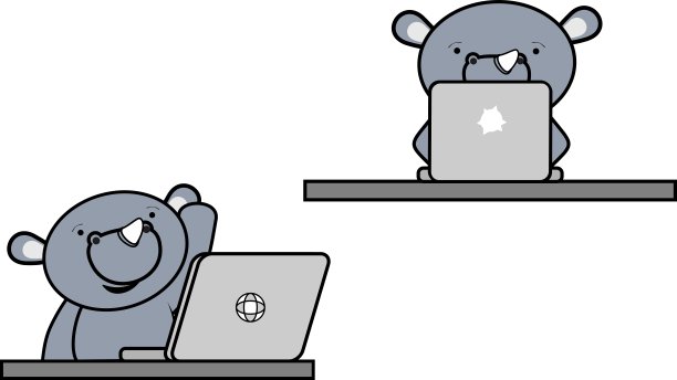 小犀牛小孩卡通人物电脑学习图片下载