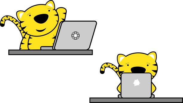 小老虎小孩卡通人物电脑学习图片下载