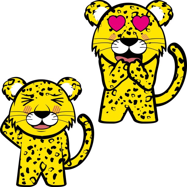 在爱情中站着的赤壁豹小孩卡通图片下载