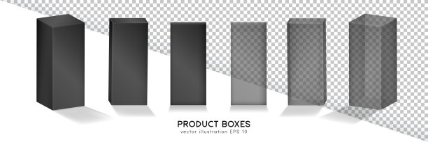 套装哑光黑色和暗光泽透明产品盒。图片下载
