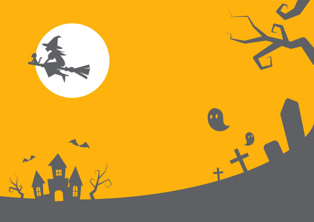 万圣节背景插图，女巫，坟墓，幽灵和城堡图片下载
