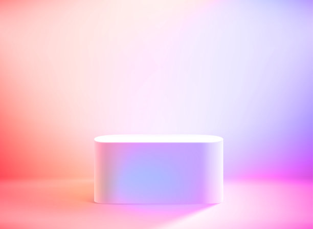 明亮的tudio与霓虹灯和讲台。向量的三维演示图片下载