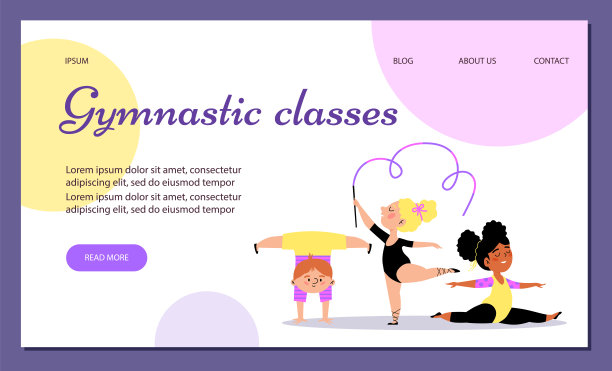 白人姜黄色男孩和黑人金发女孩在儿童体操课上。分裂，倒立卡通矢量插图。图片下载