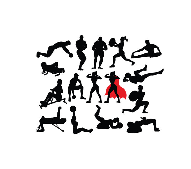 举重和健美的运动剪影图片下载