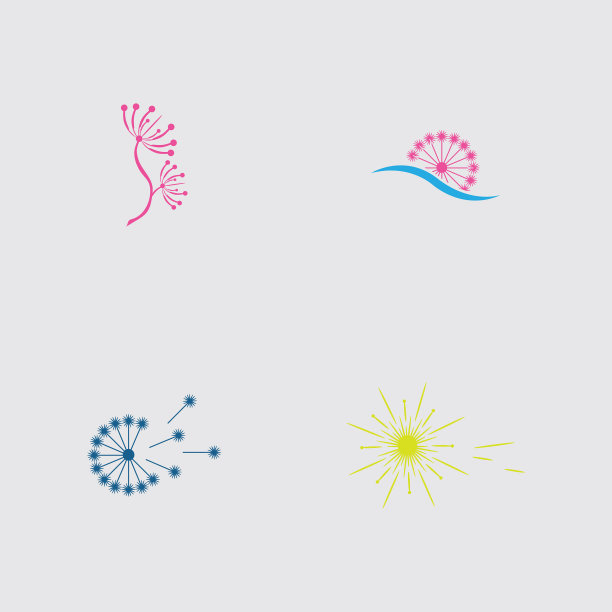 蒲公英标志和标志花设计图片下载