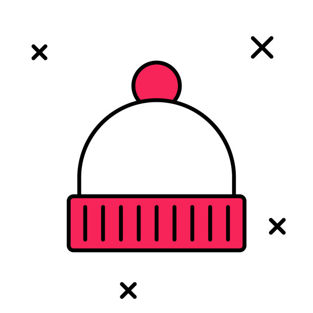 填充轮廓冬季帽子图标孤立在白色图片下载