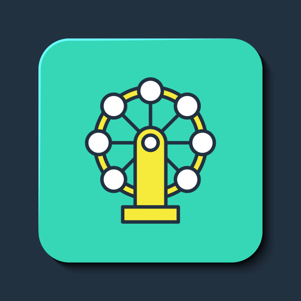 填充轮廓摩天轮图标孤立的蓝色图片下载