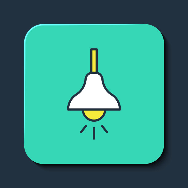 填充轮廓灯挂图标孤立在蓝色上图片下载