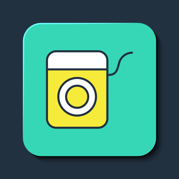 填充轮廓牙线图标孤立的蓝色图片下载