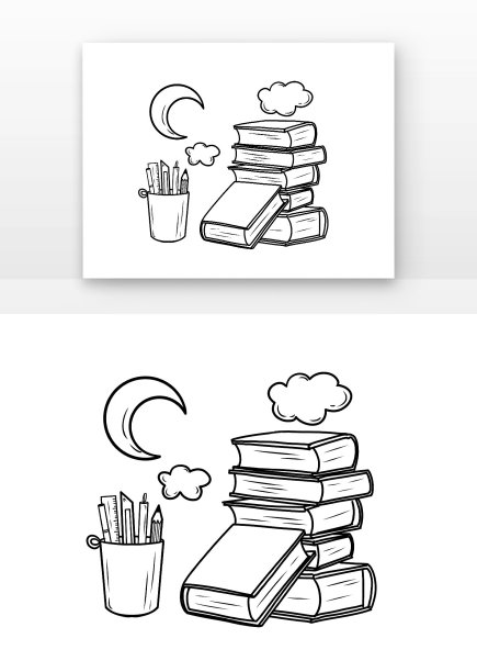 书本教师节线性文具创意元素图片下载