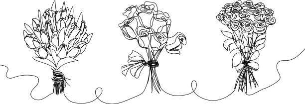 一套大花束连续画线一幅图片下载