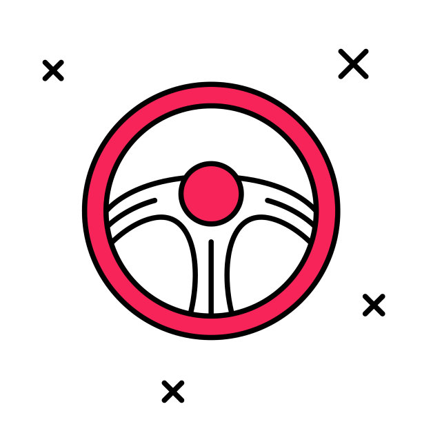 填充轮廓赛车方向盘图标孤立图片下载