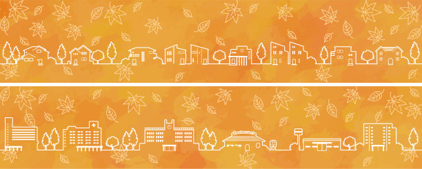 简约可爱的秋景插画(线描)图片下载