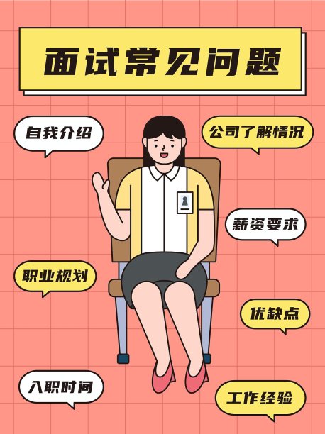 面试技巧分享可爱扁平风简约插画图片下载
