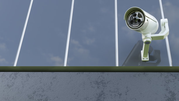 未来安全闭路电视摄像头与运动传感器。图片下载