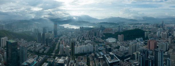 鸟瞰美丽的市区景观在深圳，中国图片下载