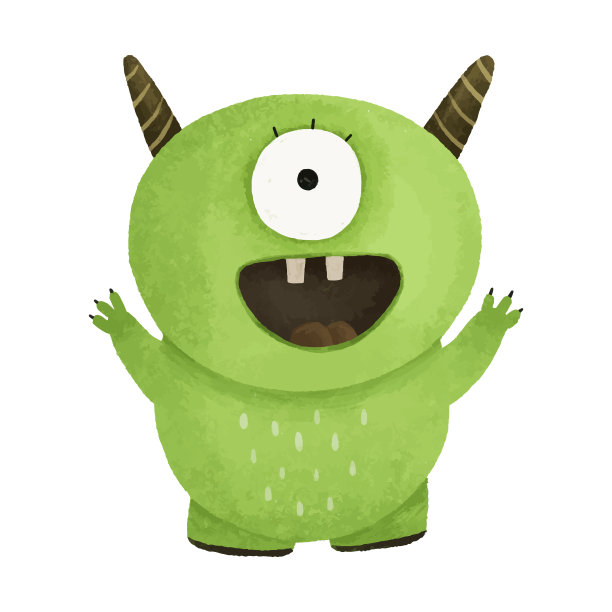 可爱有趣的怪物，万圣节插图，幼稚的手绘怪物，巨怪图片下载