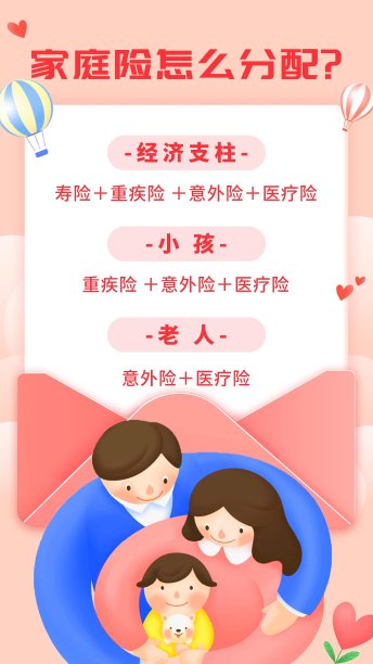 人身保险理财粉色插画健康险视频封面图片下载