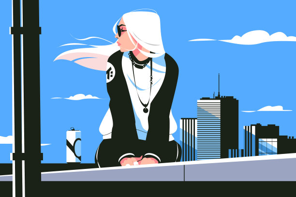 女孩坐在屋顶上图片下载