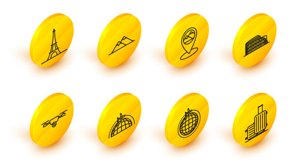 设置线旅行箱旅行全球与飞行图片下载