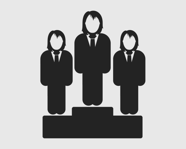商业领袖偶像女性符号在讲台上平坦图片下载