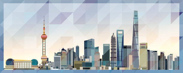 上海天际线彩色海报上美丽图片下载