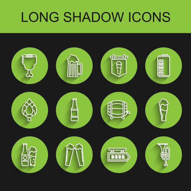 设置线啤酒瓶和玻璃杯的啤酒图片下载