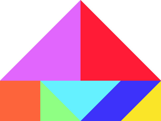 彩色七巧板在家里形状的白色拼图图片下载