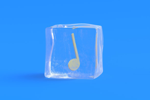 冰块中的音符。三维演示图片下载
