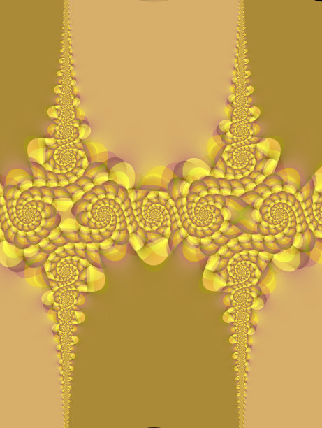 复杂的设计三维分形结构在米色背景上的黄色图片下载