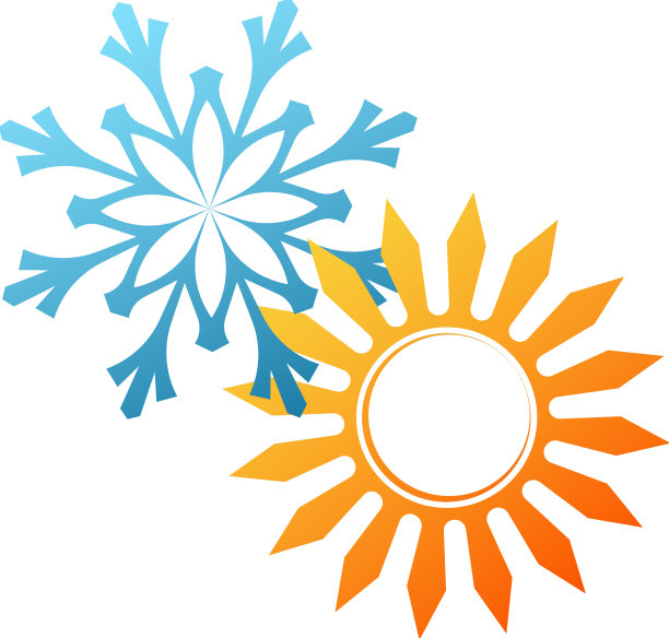 雪花和太阳空调的商业象征图片下载