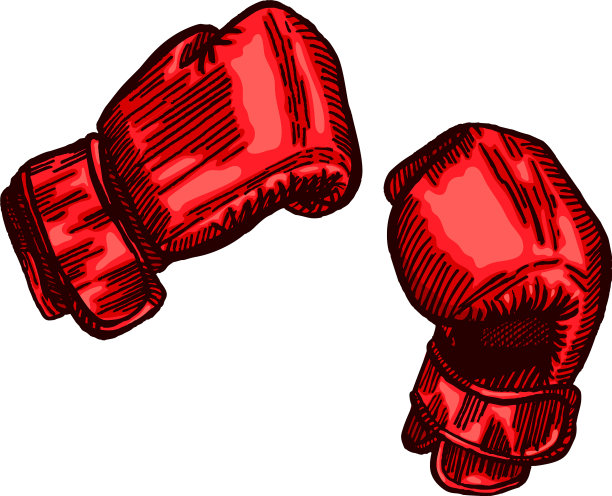 红色拳击手套草图在孤立的白色图片下载