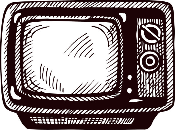 在白色背景上孤立雕刻的复古电视图片下载