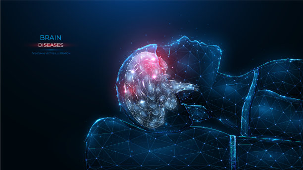 人类脑部疾病多边形呈深蓝色图片下载