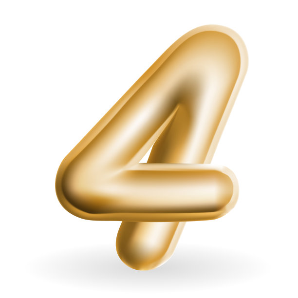 黄金体积三维文字气球字母4图片下载