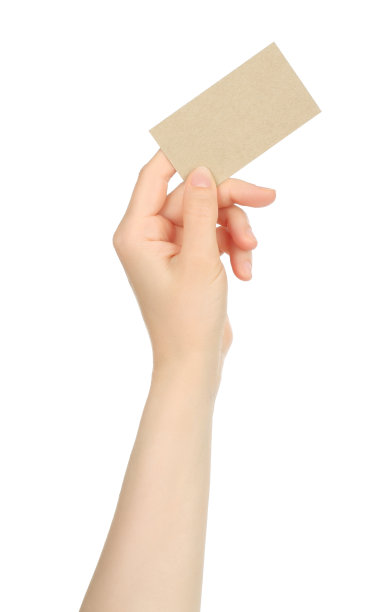 手持白色背景的空白名片图片下载