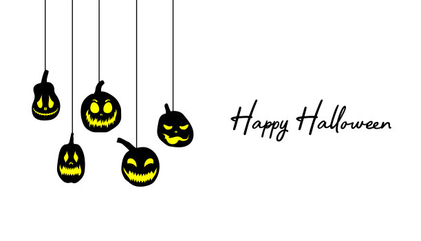 万圣节快乐背景。有着可怕发光脸的南瓜。矢量插图。图片下载