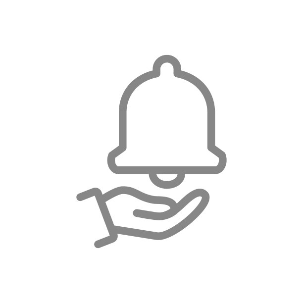 通知铃在手线上图标。个人消息铃，收件箱消息，电子邮件警报符号图片下载