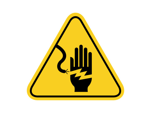 隔离电危险警示标志，常用危险符号黄色圆形三角板警示标志，用于图标、标签、标志或包装行业等平面矢量设计。图片下载